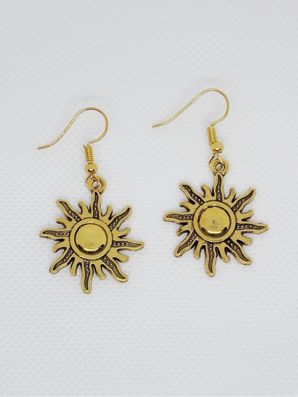 Brass Sunburst Drop Earrings!